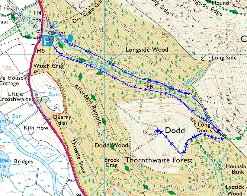 Walking Dodd Route Map Dodd Peak District Lake District